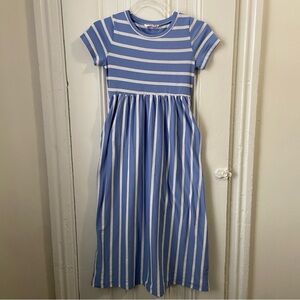 Blue Striped Girl’s Maxi Dress With Pockets